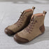 New Retro Leather High-top Women's Boots With Round Head Stitching